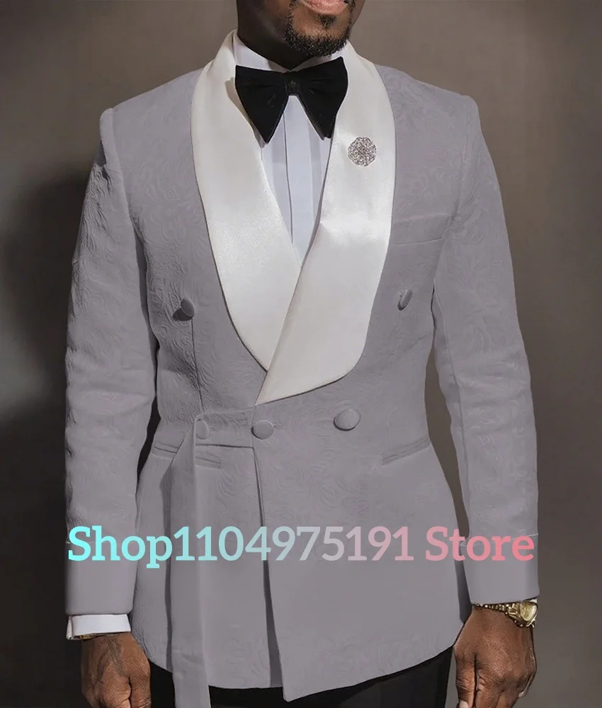 مزاجه قطعتين للرجال (سترة + بنطلون) عشاء الأعمال المضيف الجاكار معطف البدلة مع لون متباين مزدوجة الصدر #3