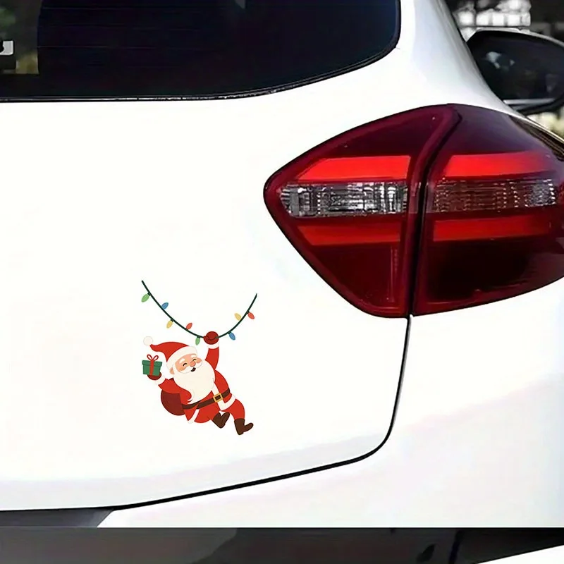 

Santa Claus Christmas Lights Gift Bag Vinyl Stickers - Self Adhesive Laptop & Water Bottle & Waterproof Car Sticker