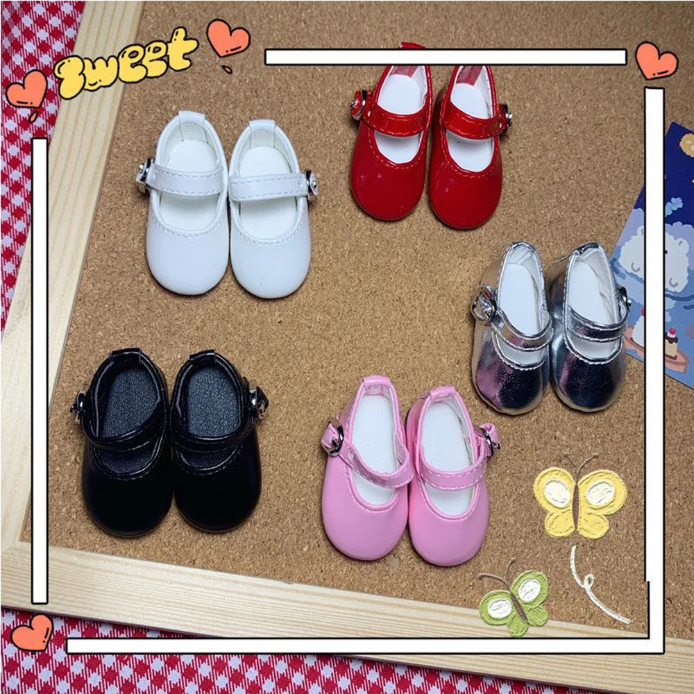 

H02-034 children handmade toy BJD/SD doll shoes 1/6 30cm colorful Cute single button leather shoes Flat shoes 1pair