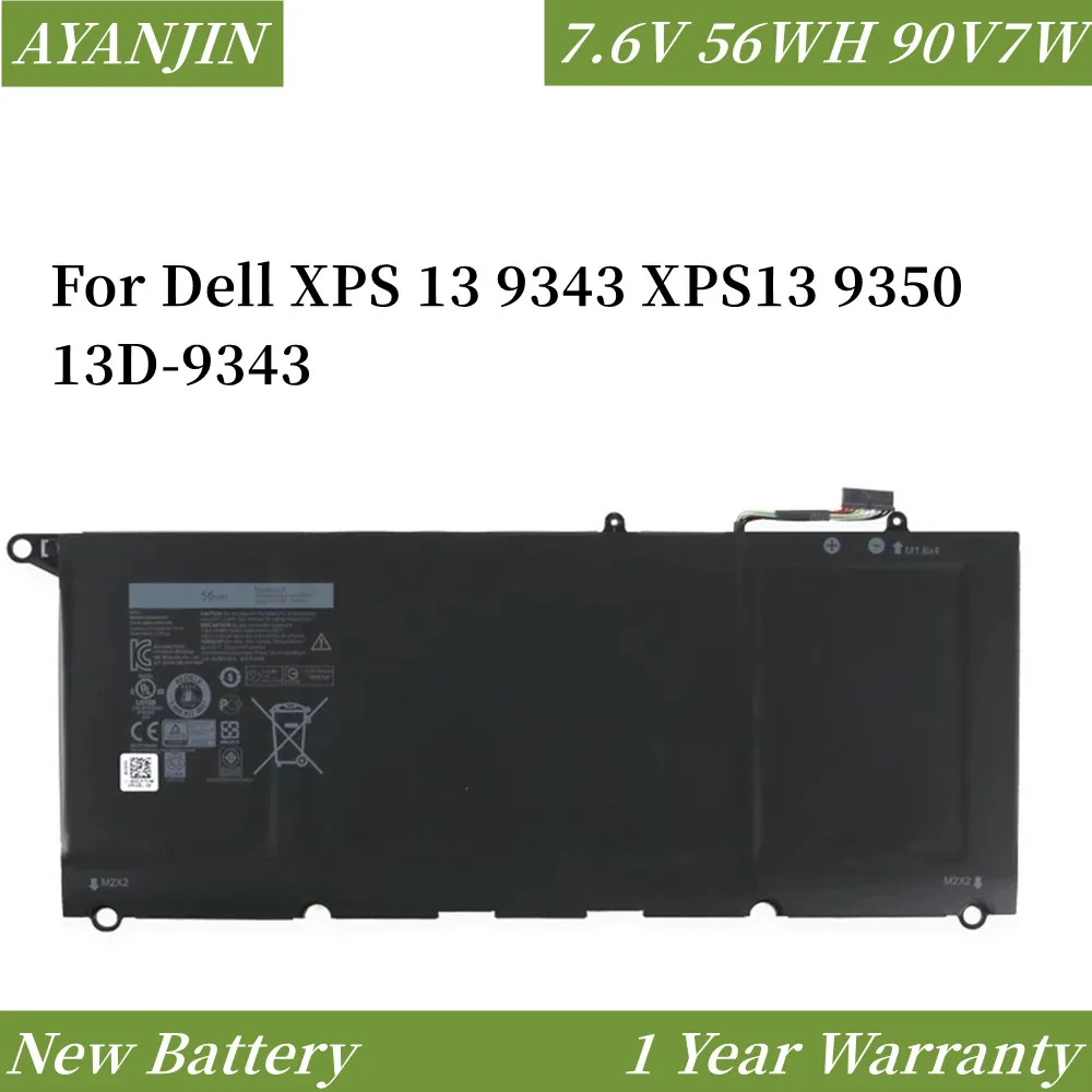 

New 90V7W JHXPY JD25G 090V7W Laptop Battery For Dell XPS 13 9343 XPS13 9350 13D-9343 P54G 0N7T6 5K9CP RWT1R 0DRRP 7.6V 56WH