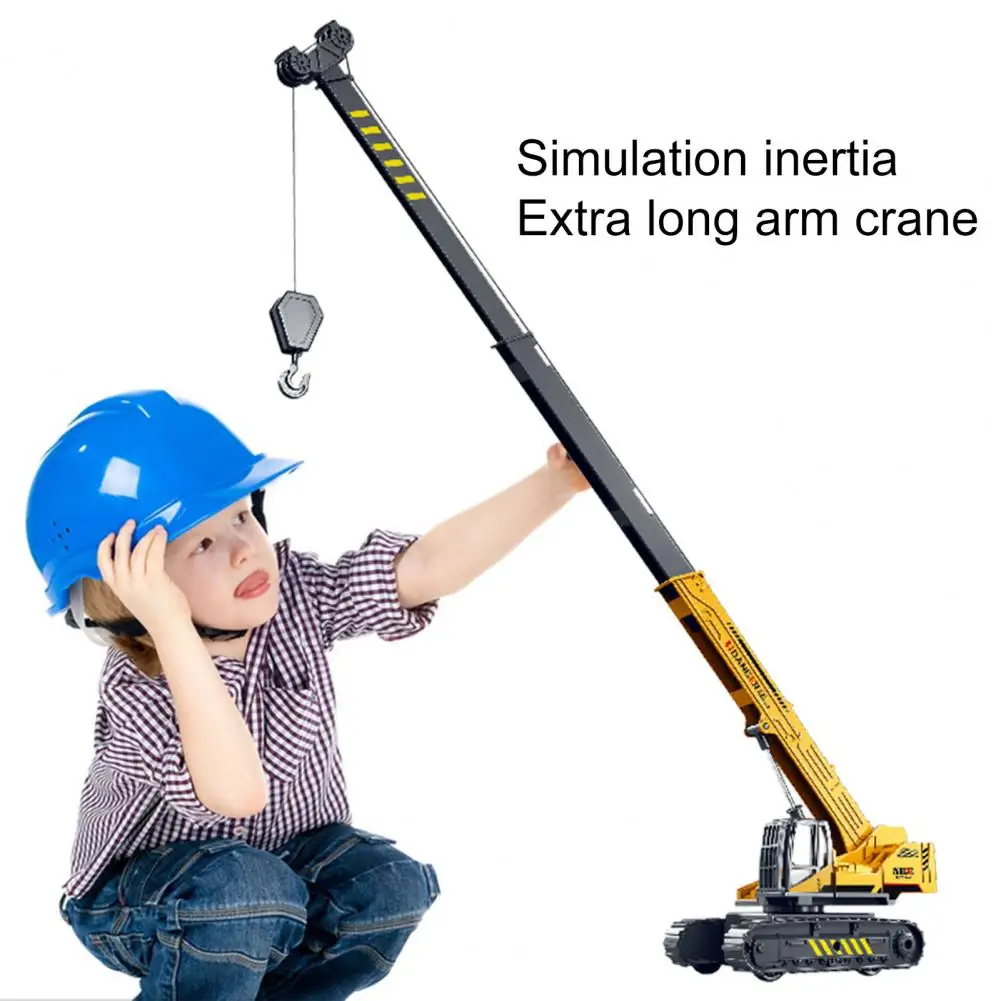 

Lifting Cranes Toy 360 Degree Rotating Base Adjustable Long Arm Retractable Sling Ornament Simulation Engineering Truck Model