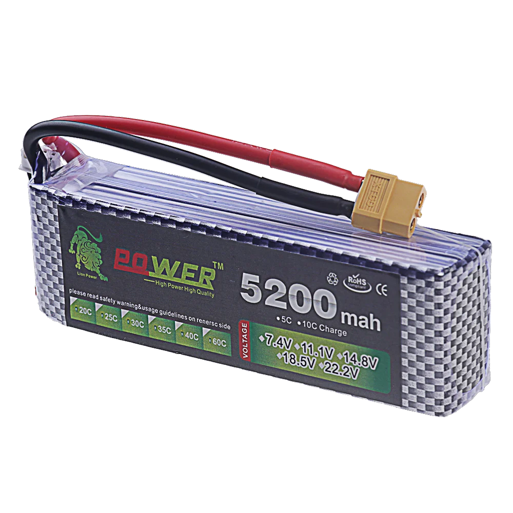 5200mAh Lipo 14.8V Battery 4S With Deans T/XT60/TRX/EC5 Connector For RC Airplanes Helicopters Car Boat Truck Parts 60C