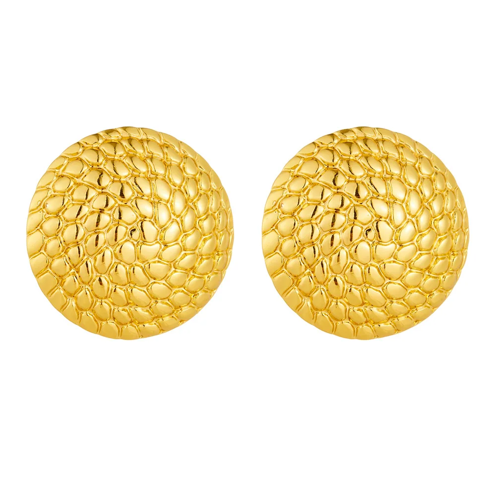 Neue stilvolle runde Edelstahl-Ohrringe im Vintage-Stil mit übertriebenem Design und spiralförmigem geometrischem Vergoldung