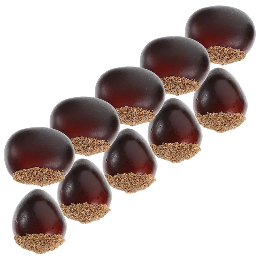 10Pcs Realistic Artificial Chestnut Fake Nuts Lifelike Model Christmas Fall Harvest Decoration