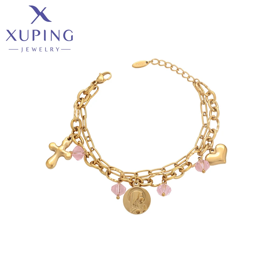 Xuping Jewelry New Arrival Fashion Heart 19cm Elegant Bracelet for Women of Light Gold Color Birthday Party Gifts T001326199