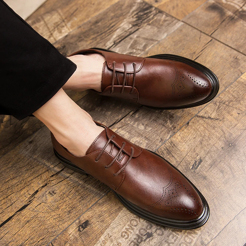 Italian Mens Wedding Oxfords Shoes Luxury Genuine Leather Handmade Comfortable Quality Elegant Office Formal Shoes Man Size 46