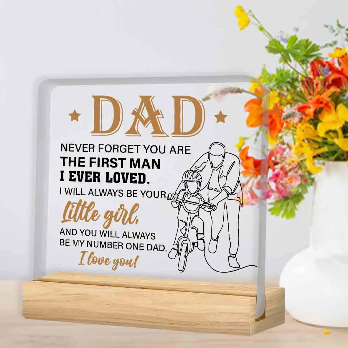 Dad Gifts From Daughter, Father Gifts for Birthday Christmas Father's Day, Dad Present Clear Acrylic Desk Decorative Sign