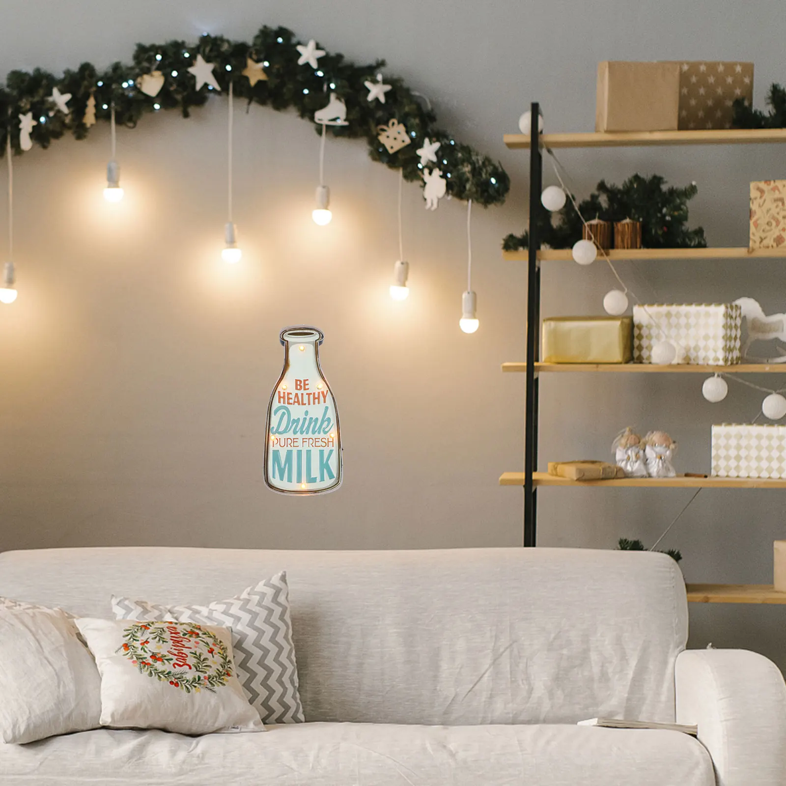 

1Pcs Cream LED Light Wall Pendant Glowing Indoor Hanging Decor Delicate Wall Ornament for Bar Room Restaurant Scene