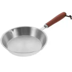 Oven Safe 304 Stainless Steel Frying Pan Wooden Handle Flat Bottom Open Skillet Nonstick 12/16cm Omelette Pan Kitchen Cookware