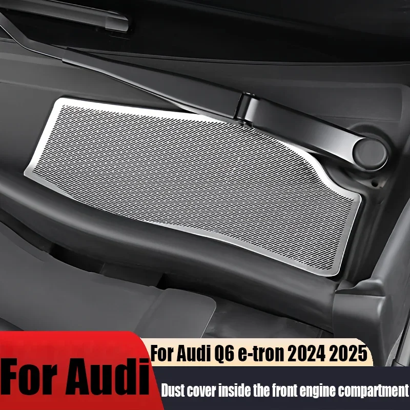 For Audi Q6 e-tron 2024 2025 Stainless Steel Engine Hood Dust Protection Cover Car interior Modification Accessories