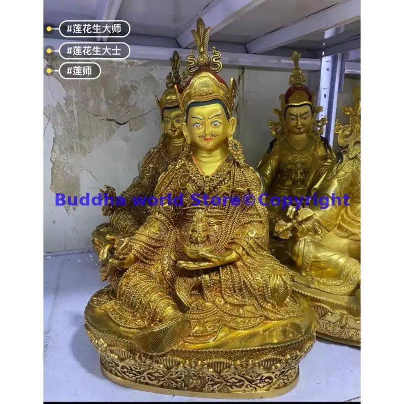 45cm large GOOD Buddhist supplies Temple buddha statue Buddhism Tantric  Guru Rinpoche Padmasambhava buddha copper gold-plating