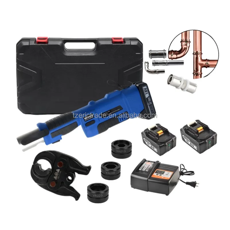 

Mini Type BS1525 Pro Press Plumb Tool Kit 2 Battery Powered Compact Universal Copper Pipe Crimping Jaws Australia VAU15-25 Dies
