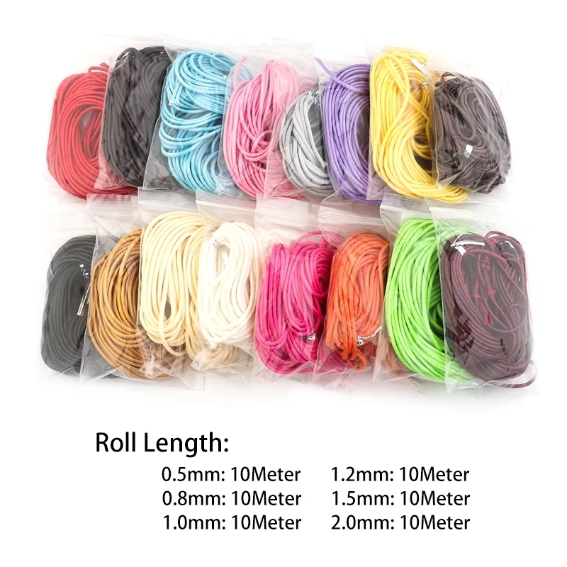 10Yards/Roll 0.5mm-2mm Korean Waxed Cotton Cord Waxed Thread Cord String Strap Necklace Rope Bead For DIY Bracelet For Jewelry