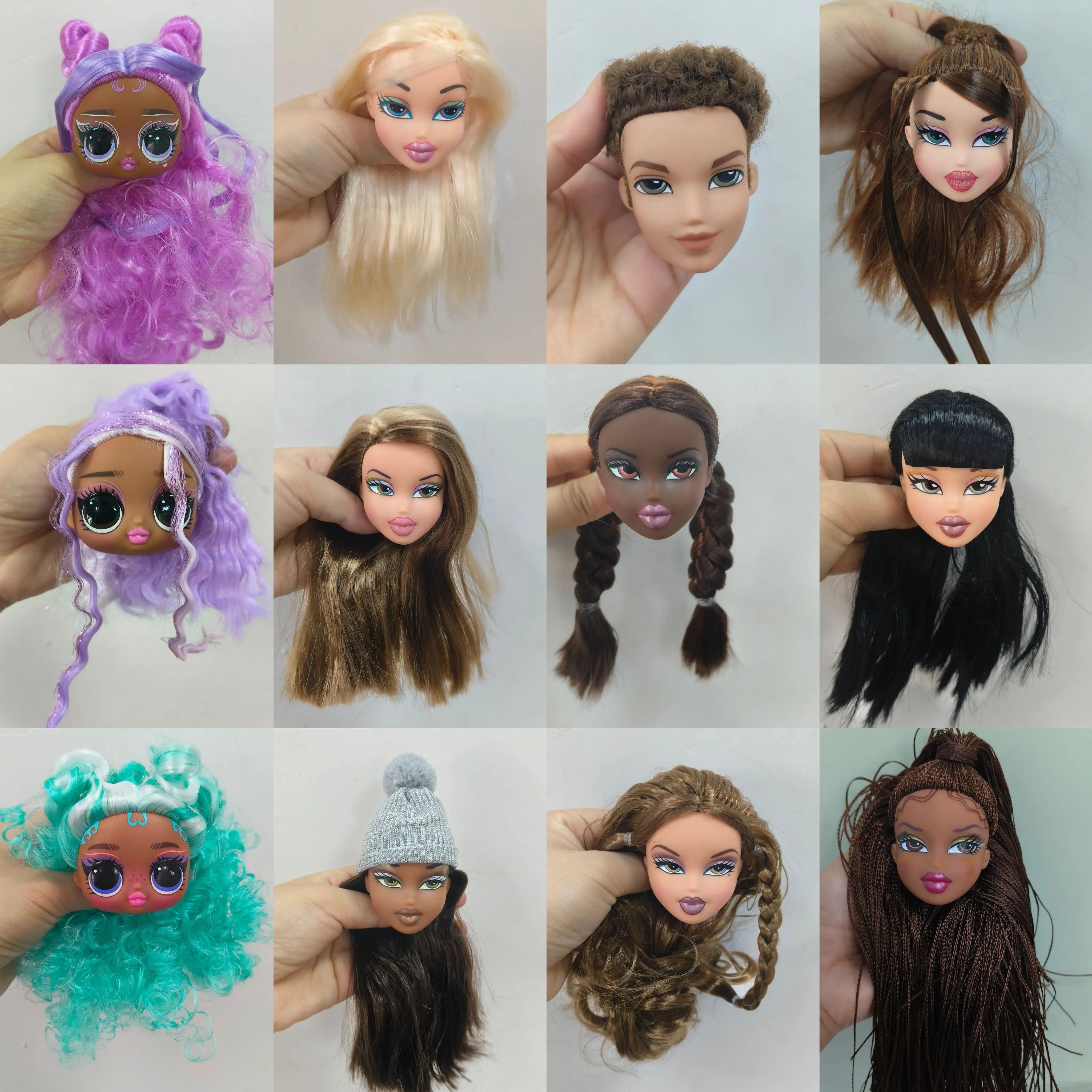 Original hermana mayor Bratz cabeza vestir accesorios DIY juguete accesorios de maquillaje juguete 30cm cabezas de muñeca