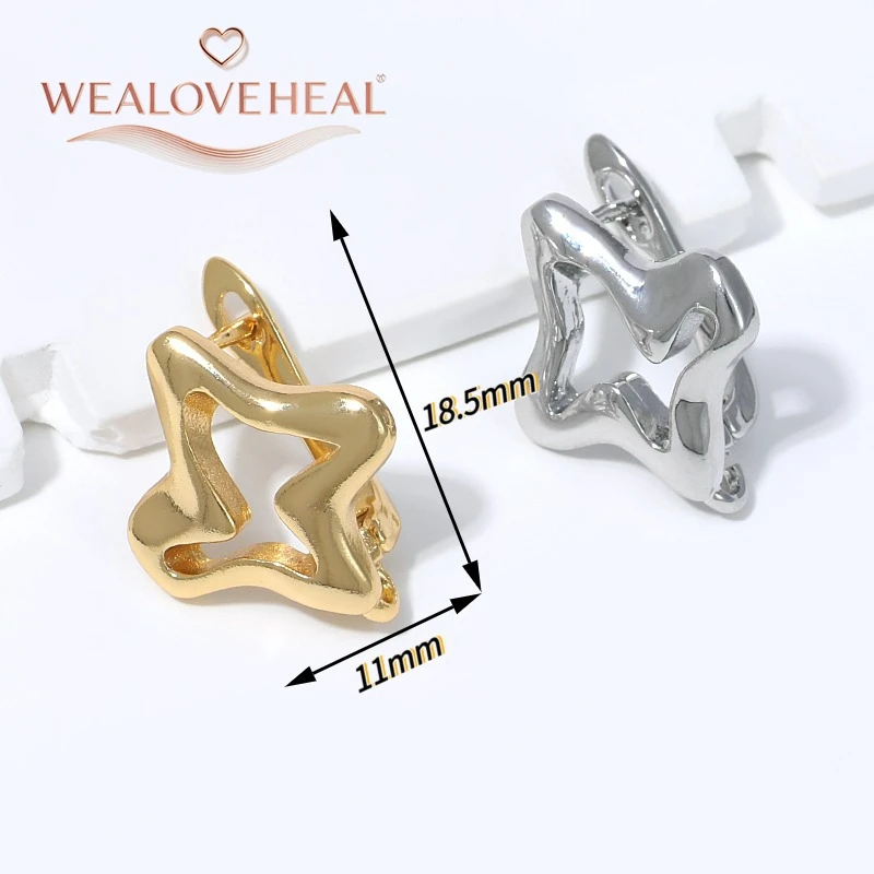 schmuckherstellung zubehör, 18K vergoldete Messing-Wellen-Stern-Ohrhaken, unregelmäßige geometrische Ohrdrahterhängungen für DIY Damen-Ohrringherstellung – Detail 17