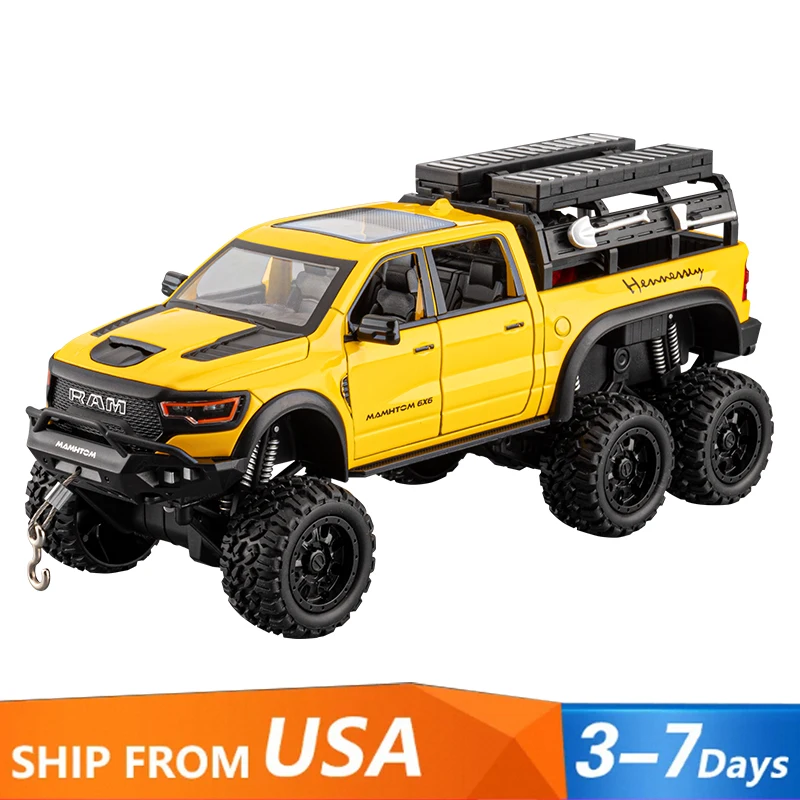

1:24 Metal Die-cast Mammoth Pickup Truck Model Removable Accessories Collection Ornaments Boys Birthday Gift