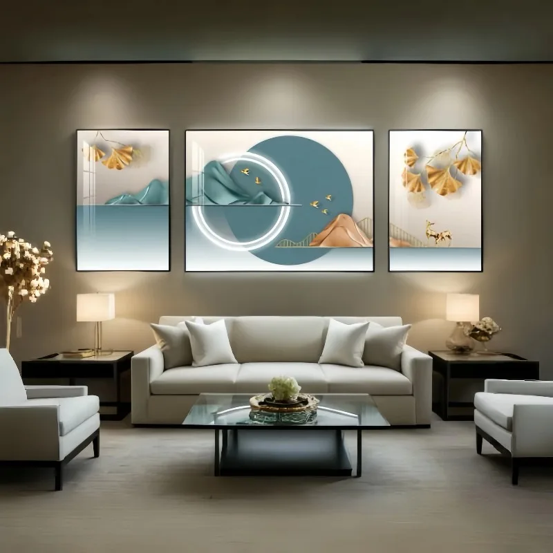 Modern simple living room still life decorative painting lines abstract art background murals