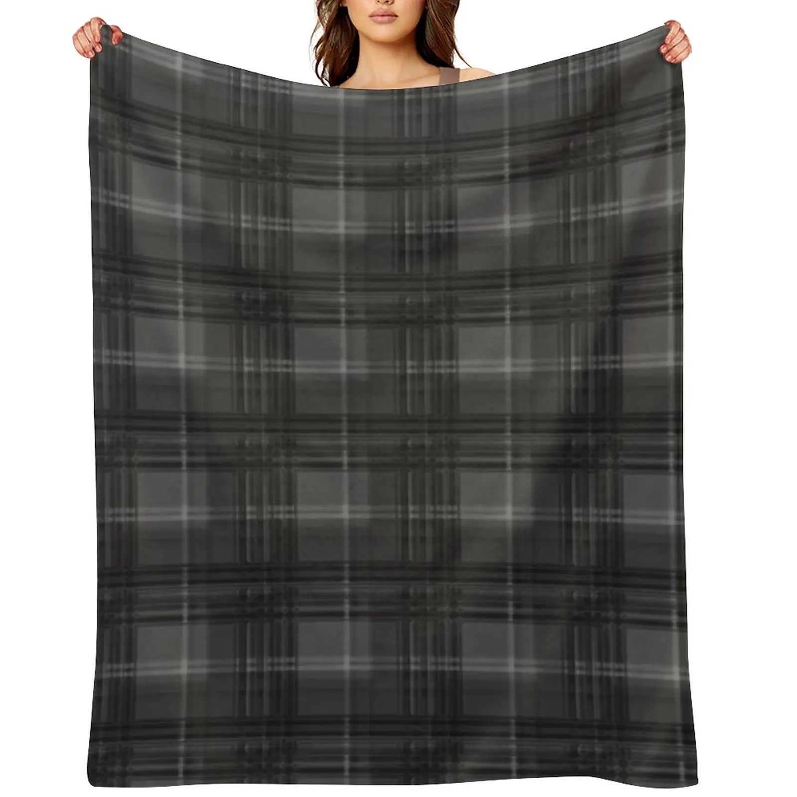 modern dark grey and black tartan Throw Blanket Bed Bed linens manga Polar Blankets