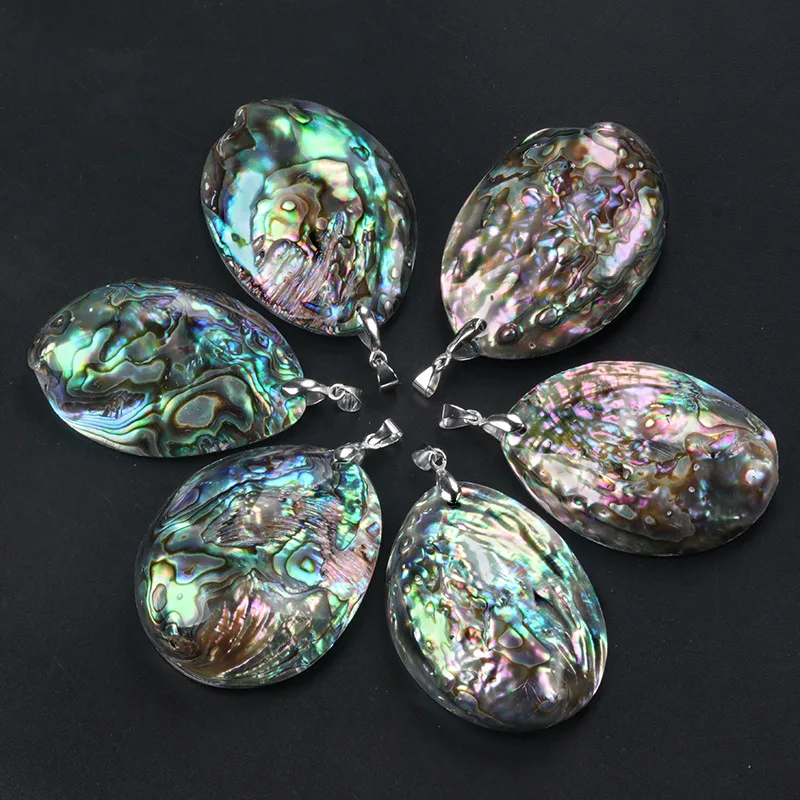 قلادة من الصدف الطبيعي على شكل بيضاوي لصنع المجوهرات والقلائد والأساور والأقراط 35-45×55-60 مم