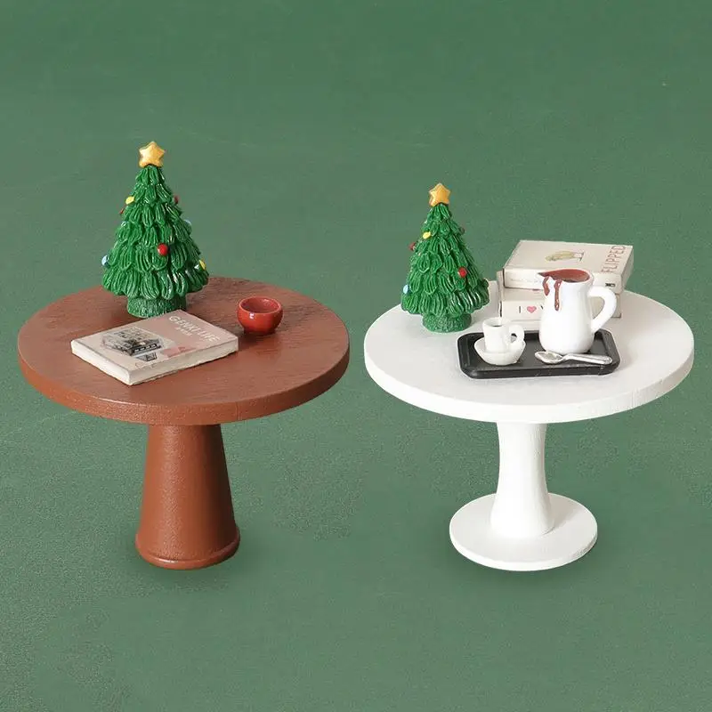 

[JN] 1/12 Dollhouse Mini Round Tea Table Model Dining Room Furniture Decoration Dolls House Micro Scene Ornaments