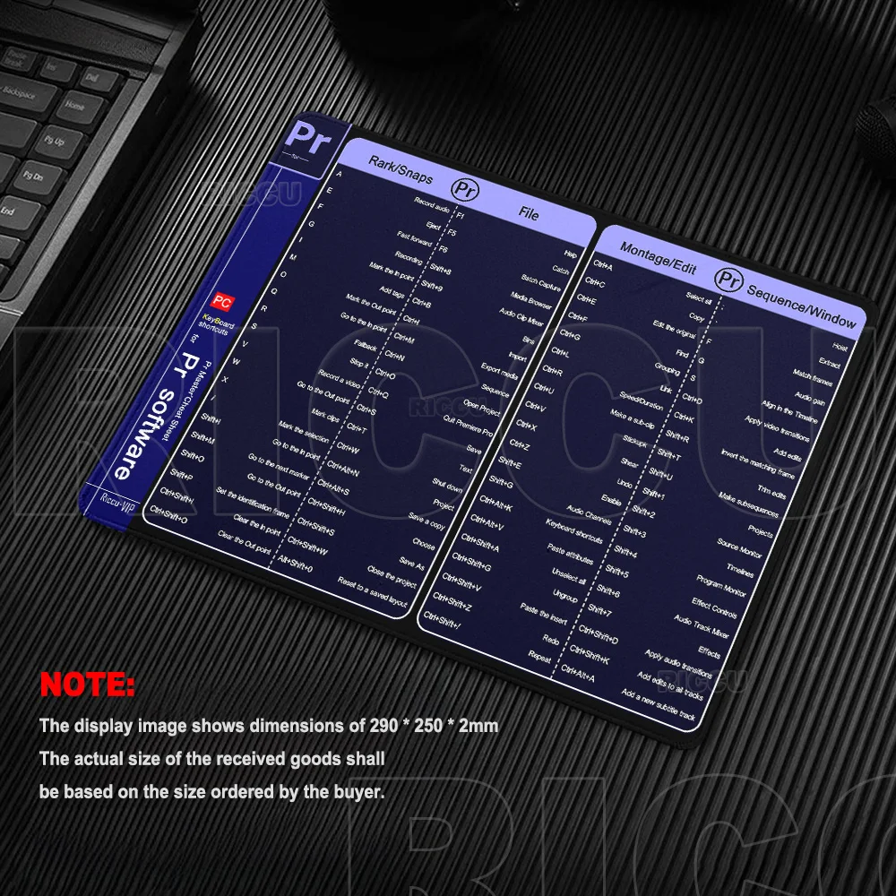HD Print Excel Shortcut Keys 29X25CM Mouse Pad Ai PS Pr DeskMat with Stitched Edge Non-Slip Accessories TableMats Office XXs Mat