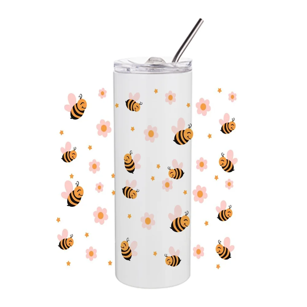 Imagem -05 - Miniso-diy Adesivo Decalque Lavável Caneca 3d Projeto de Insetos de Flor uv Dtf Envoltório do Copo para 20oz Tumblers Transferências Adesivos