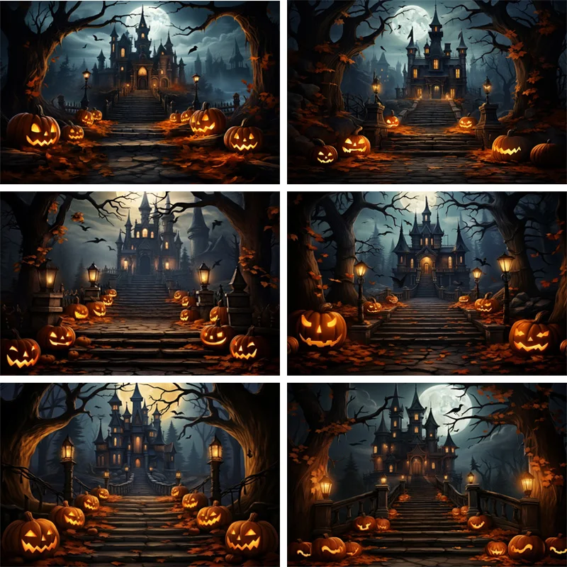 

Mocsicka Photography Background Halloween Scary Pumpkin Bat Spooky Night Kid Birthday Party Portrait Decor Photo Backdrop Studio