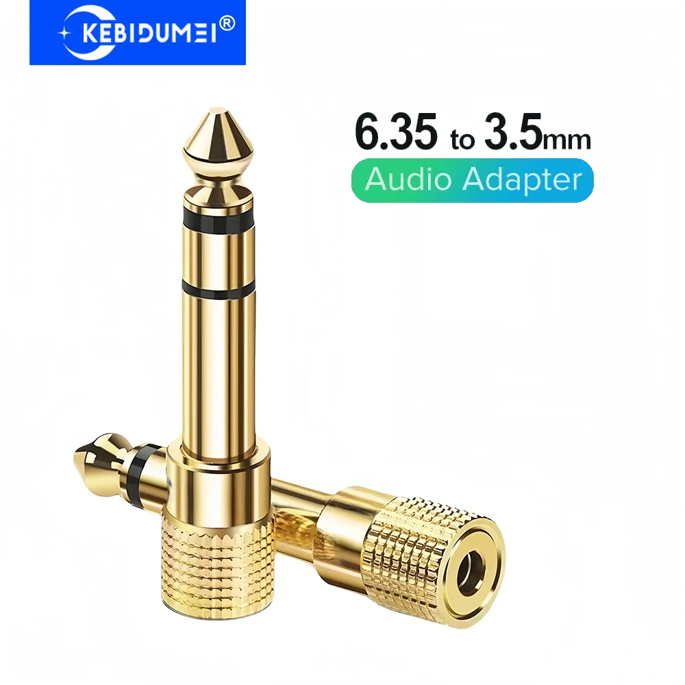 KEBIDUMEI Jack 6.5 6.35mm Male to 3.5mm Female Connector 3.5 Audio Connector Gold Plating Headphone Microphone AUX Audio Plug