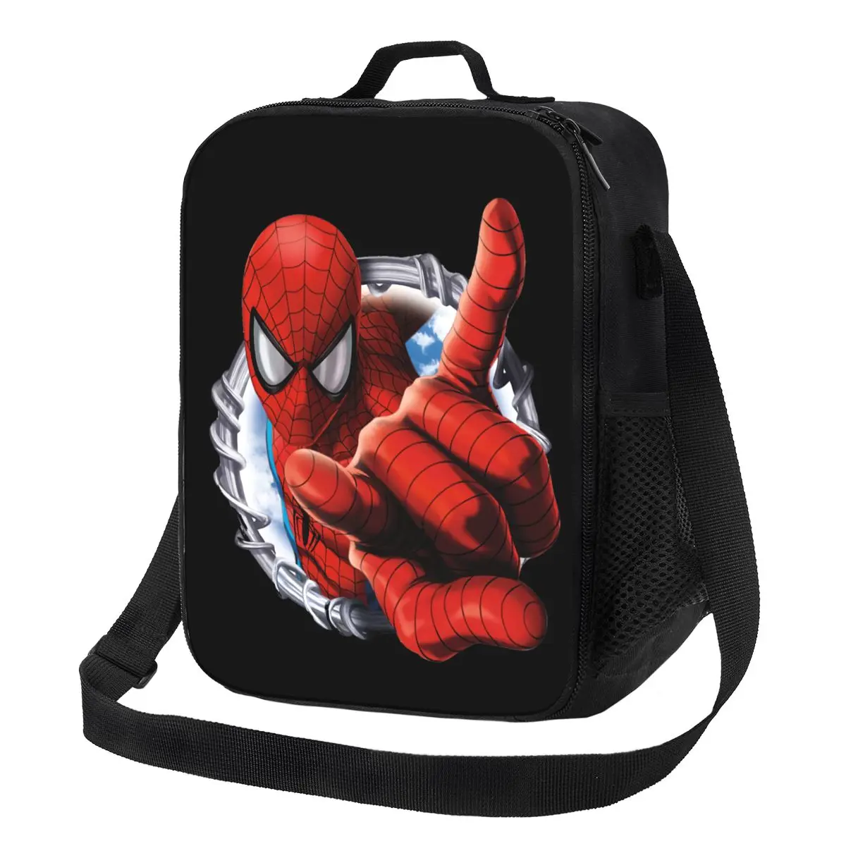 

Custom Spider Man Cartoon Superhero Insulated Lunch Tote Bag for Portable Cooler Thermal Food Bento Box Outdoor Camping Travel