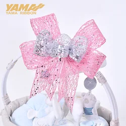 YAMA 10Yards/Roll 63mm Sequin Wired Edge Ribbons for Crafts Bow Handmade Gift Wrap Partys Christmas Decorative Glitter Ribbon