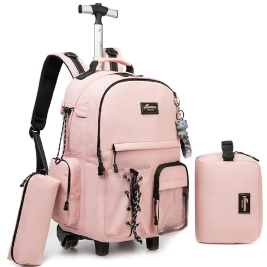 

Rolling Backpack for Girls Backpack with Wheels School Backpack for Elementary with Lunch Box Set Suitcase for Girls Luggage wi