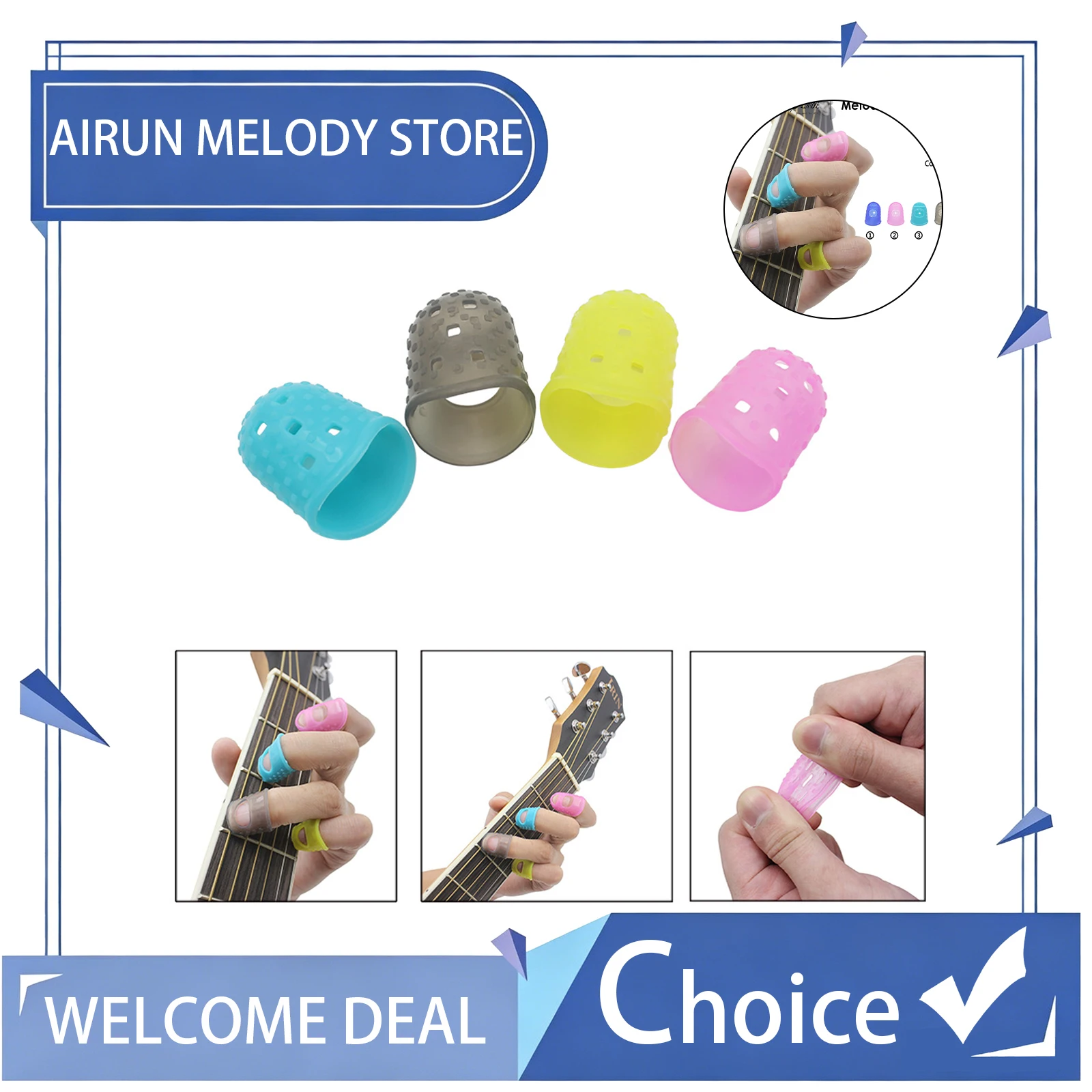 Guitar Finger Covers Silicone Finger Guards Guitar Fingertip Protectors For Ukulele Guitar Colorful Parts Accessories