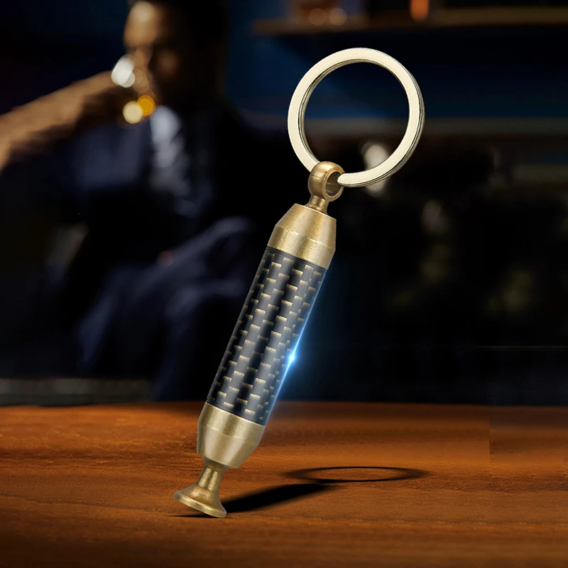 

Premium Brass Cigar Accessory, 3-in-1 Keychain with 8.5mm Punch Nub Holder, Portable Smoking Tool & Luxury Gift for Cigar Lovers