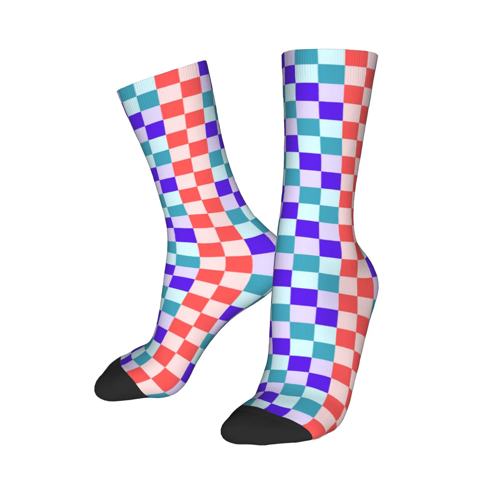 Custom Checkered Cool Chequer Socks Women Men Warm 3D Printed  Basketball Sports Socks