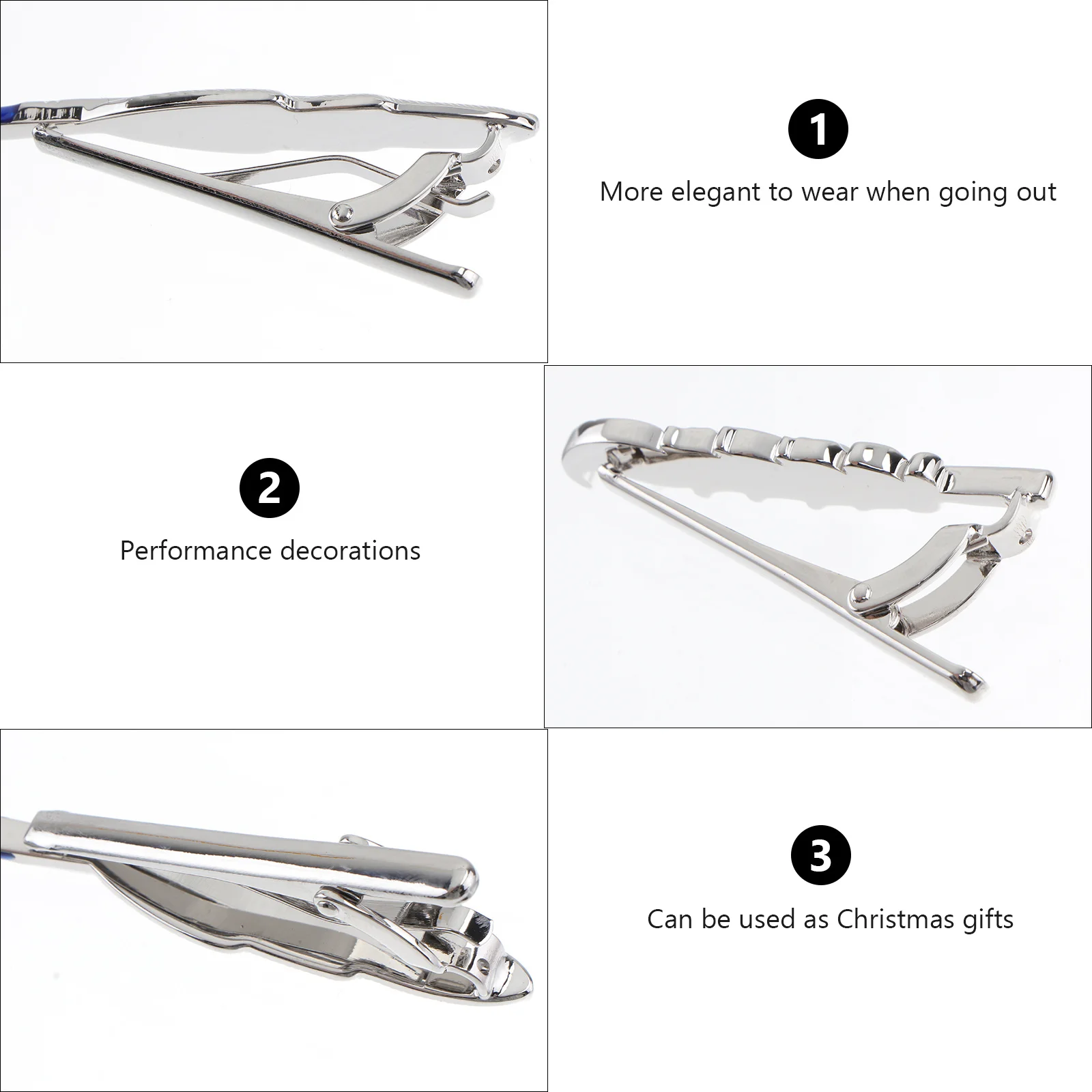 

2Pcs Silver Tie Bars Durable Classic Necktie Clip Men Business Tie Decoration Fashion Suit Clasp Copper Resistant