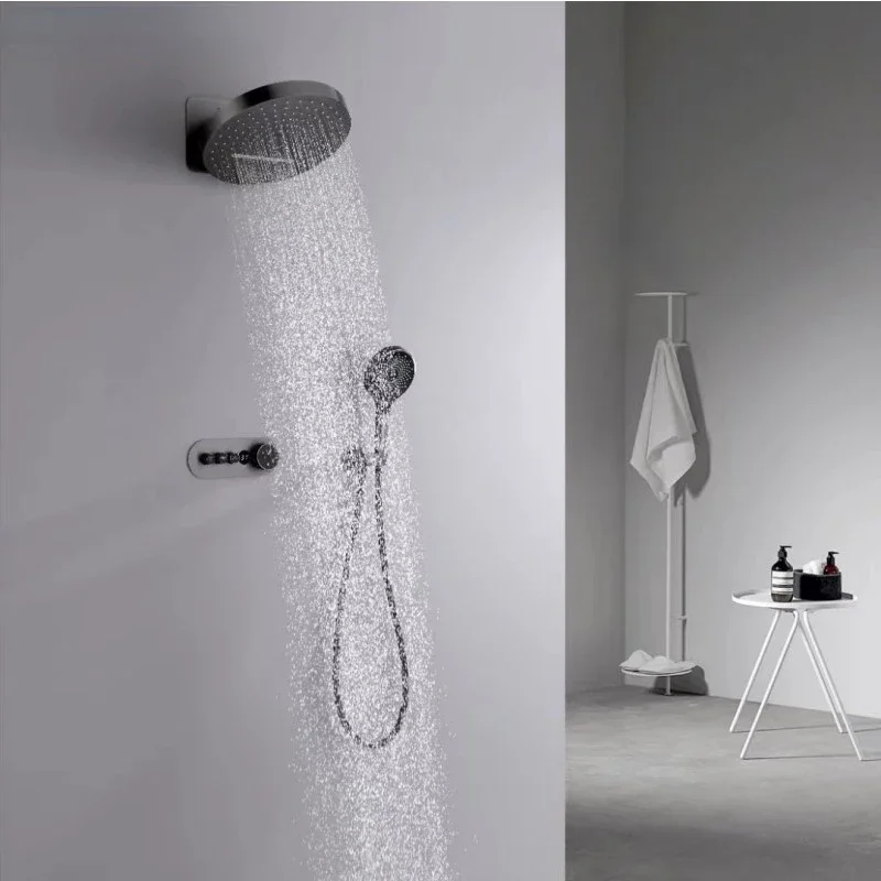 

Luxury Rainfall Wall Shower Thermostatic Bath Tap Wall Type Concealed Constant Shower Set Embedded Thermostatic Shower Set