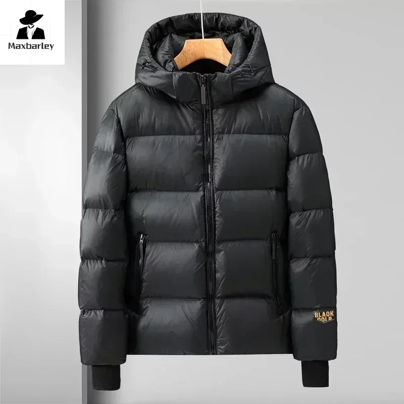 Luxury Winter Men Down Jacket High Quality Thick Waterproof Thermal Puffer Ski Man Lengthened Solid Color Short Hooded Warm Coat