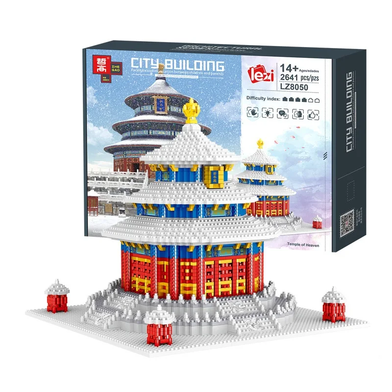 New LEZI Mini Blocks Chinese Style Architecture Castle Palace Tower Building Bricks Fun Toys for Children Gifts Girl Present