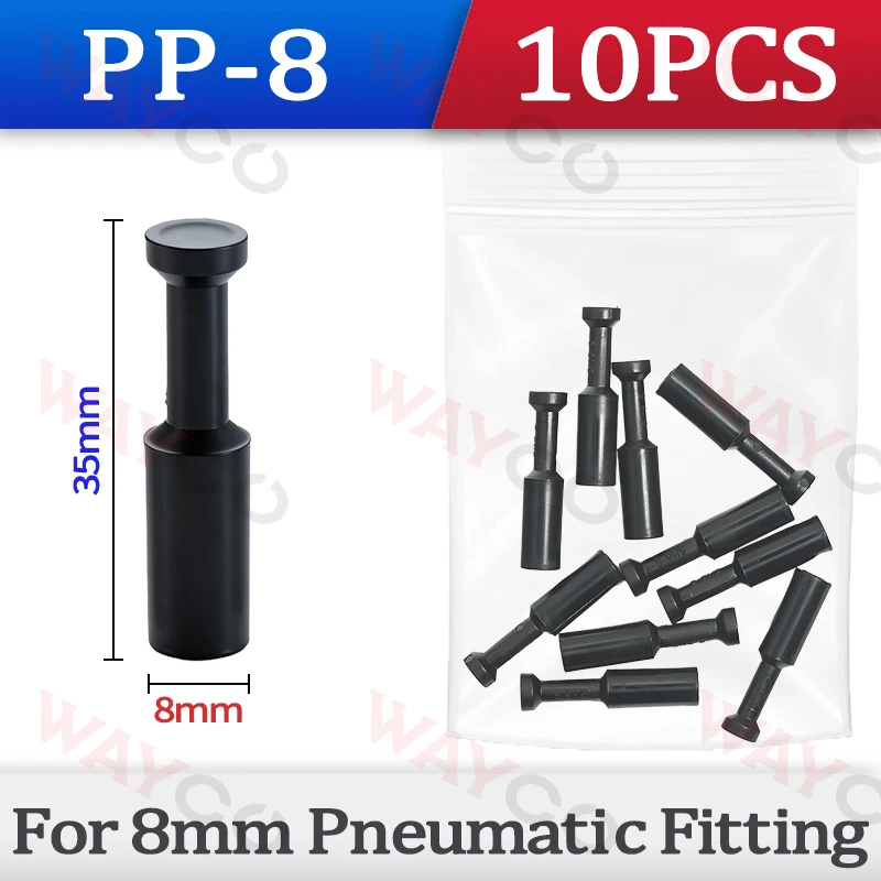 10 Stück pneumatische Steckverbinder, Schnellkupplung, Kunststoff-PPF-Rohrkappe, PP-Verschlussstopfen, 4 mm, 6 mm, 8 mm, 10 mm, Luftschlauch-Dichtungsverbinder