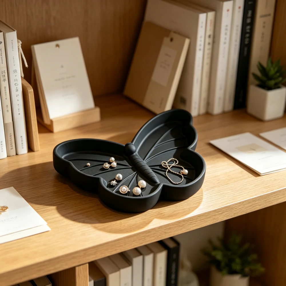 Butterfly Shaped 3D Printed Storage Tray for Home Decoration and Organizing Suitable for Bathroom Vanity Storage and Decoration