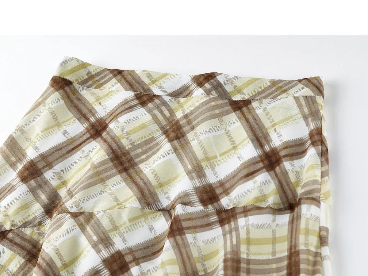 SENTUBILA Damen Sommer Karierter Rock 2026 Neuer Unregelmäßiger Gelber Langer Meerjungfrauenrock Damenkleidung Alltagsoutfit 162QK7007 – Detail 33