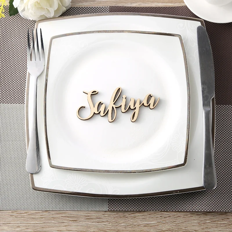 

Custom Wood Wedding Place Cards - Personalized Names Tags - Table Name Settings - Party Decoration