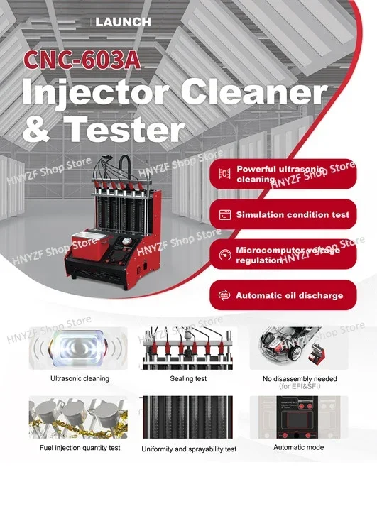 CAN603A/605A Fuel Injection Cleaning Machine Detector Ultrasonic Cleaning Tool English