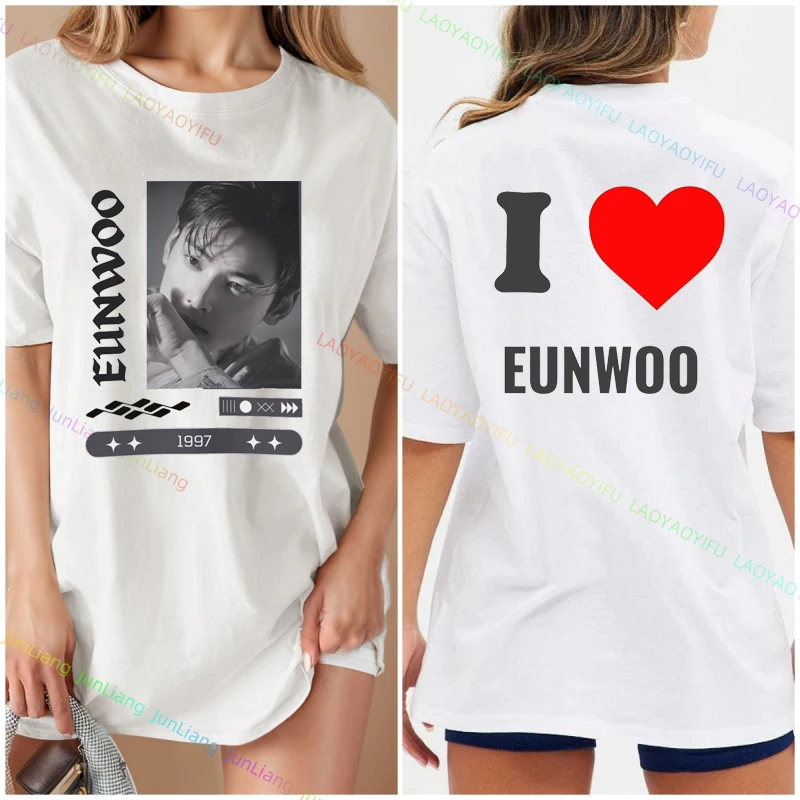 

Cha Eun Woo Графические футболки Идеи подарков для фанатов Harajuku Женская футболка Концертная рубашка для фанатов Корейская популярная одежда Y2k