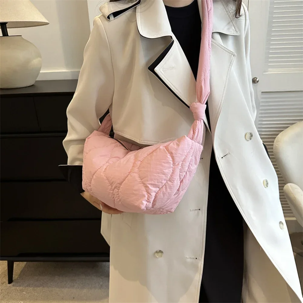 パフスリーブの女性用ショルダーバッグ,ジッパー付きの柔らかい綿の衣服,流行の枕バッグ,アンダーアームバッグ,vl018