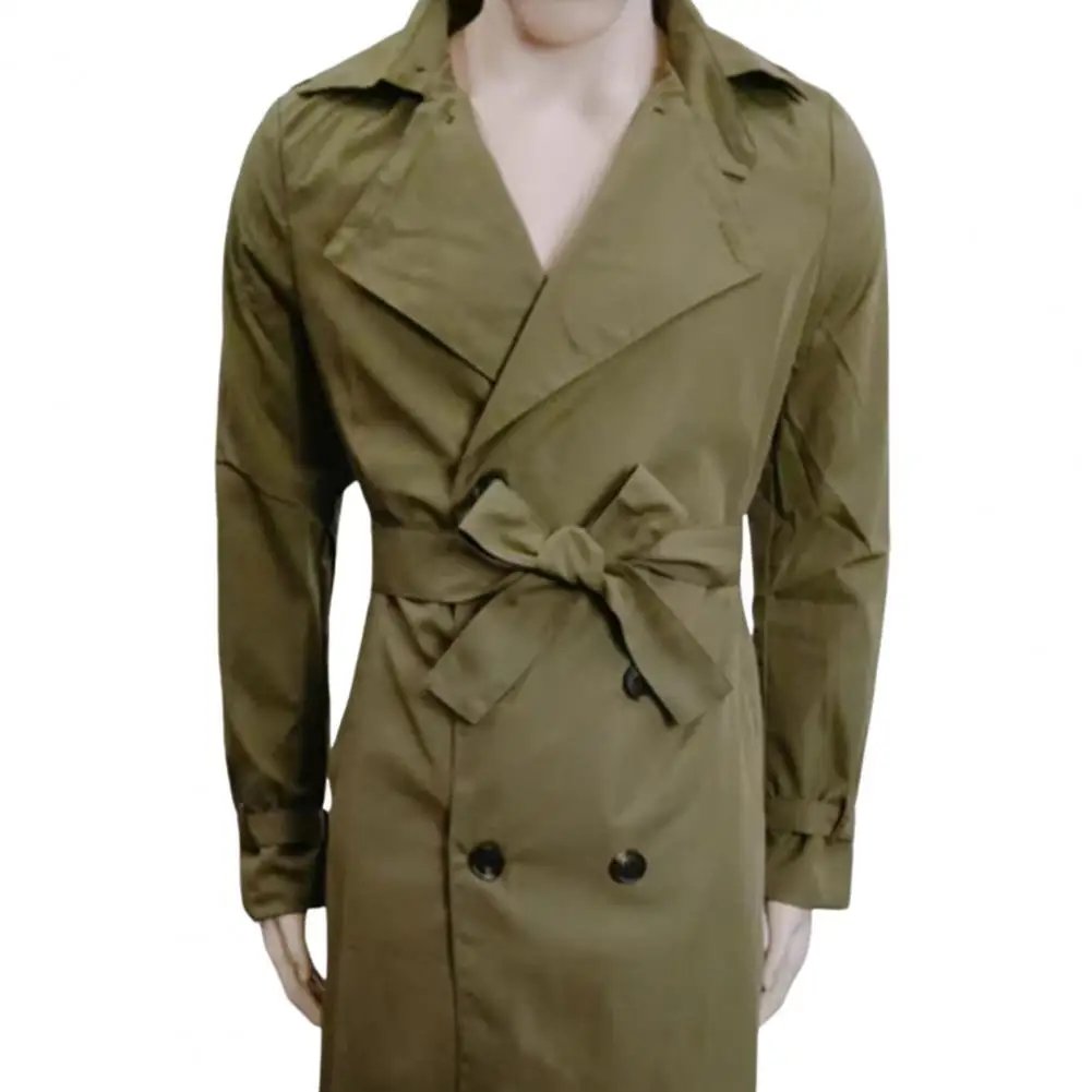 

Korean Style Spring Trench Coat Man Streetwear Windbreaker Men Solid Business Casual Loose Fashion Long Overcoat 남성 트렌치코트