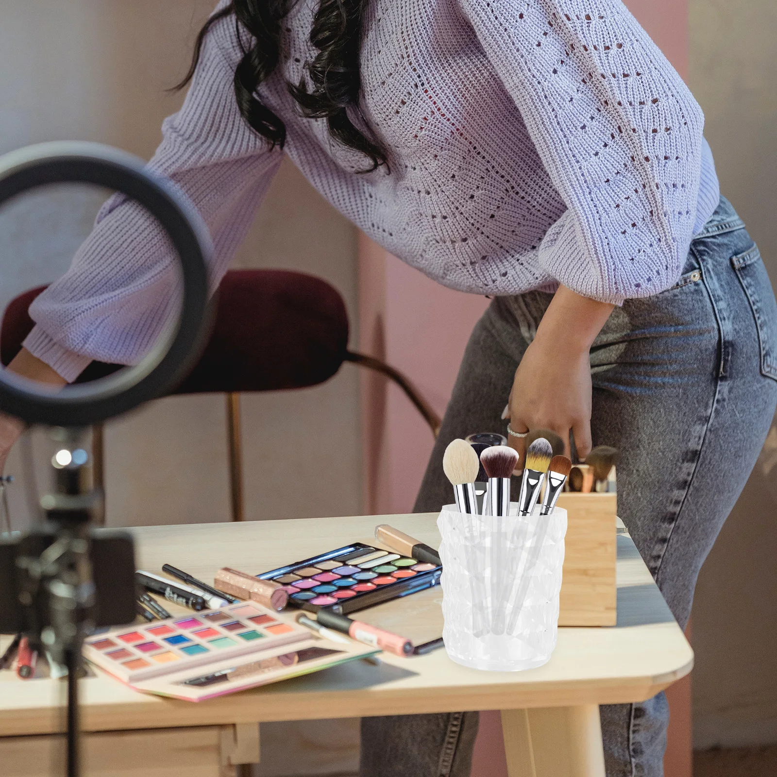 1 قطعة حامل فرشاة للمكياج صندوق تخزين شفاف Ps منظم ضد الغبار أدوات متعددة الوظائف لأعواد الشفاه القطنية #2