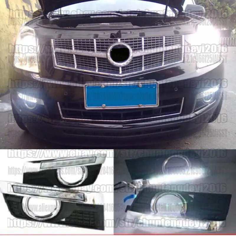 Daytime Running Lights DRL LED Fog Lamp Chrome Cover for Cadillac SRX 2010-2016 car acesssories