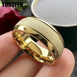 TUSSTEN-Anillo de tungsteno dorado pulido con arena para hombres y mujeres, banda de boda de compromiso de moda, ajuste cómodo, listo para enviar, 6 MM, 8MM