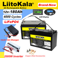 LiitoKala 12.8V 180AH LiFePO4 Battery 12V Lithium Batteries USB3.0 Type-C output for Touring Car Solar Tax Free 14.6v Golf cart